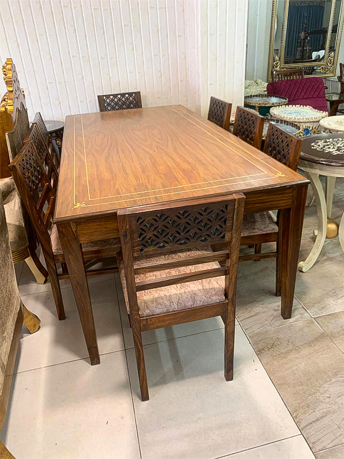 Dinning Table with 8 Chairs - wooden hollow