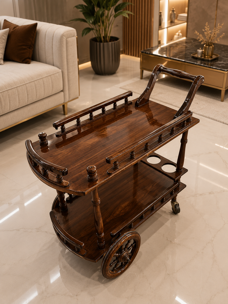 Elegant Carved Tea Trolley